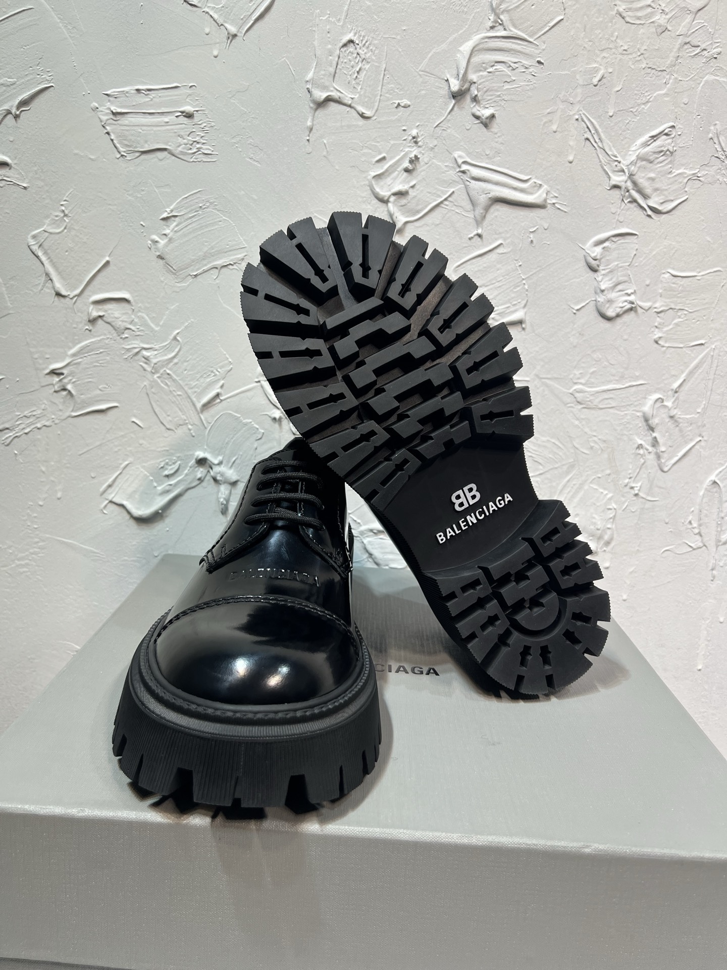 Balenciaga Male Leather Shoes Cow Leather Black M-l