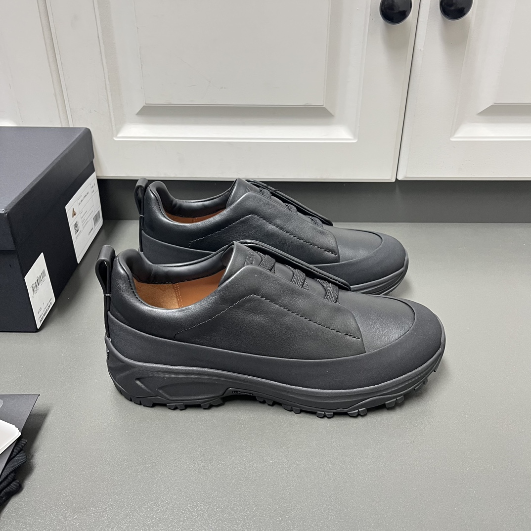 Ermenegildo Zegna Male Leather Shoes Black Lightweight M-l-s