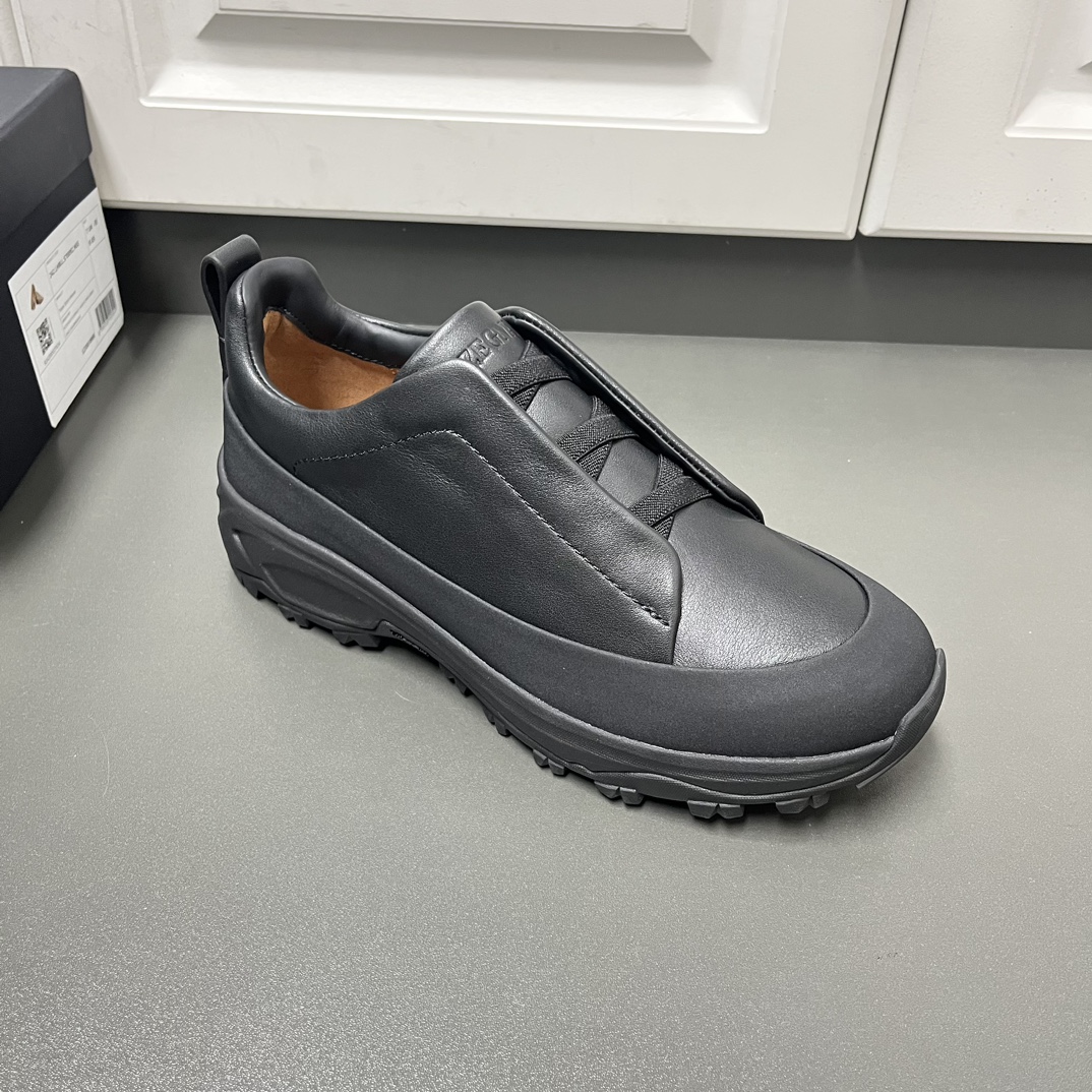 Ermenegildo Zegna Male Leather Shoes Black Lightweight M-l-s