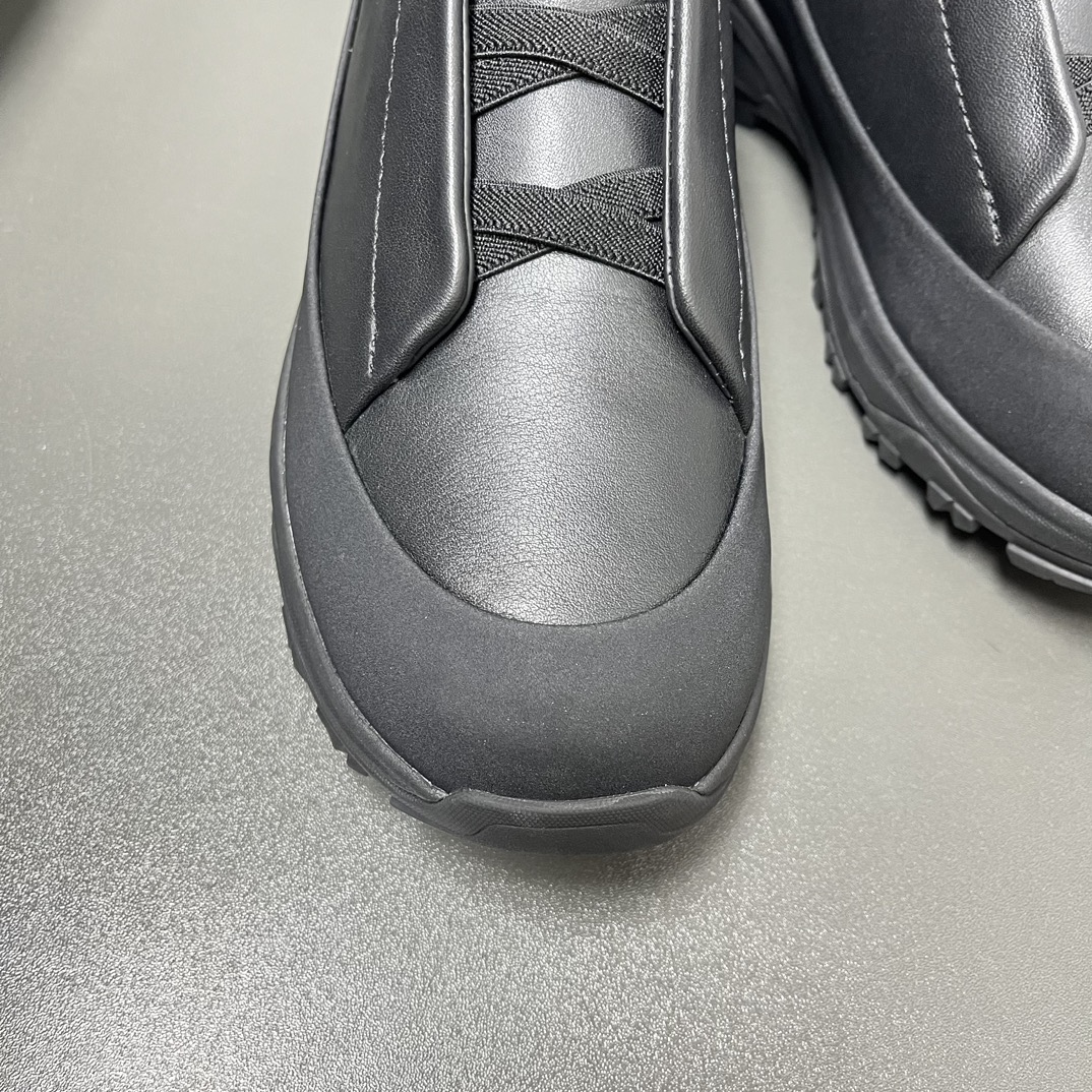 Ermenegildo Zegna Male Leather Shoes Black Lightweight M-l-s