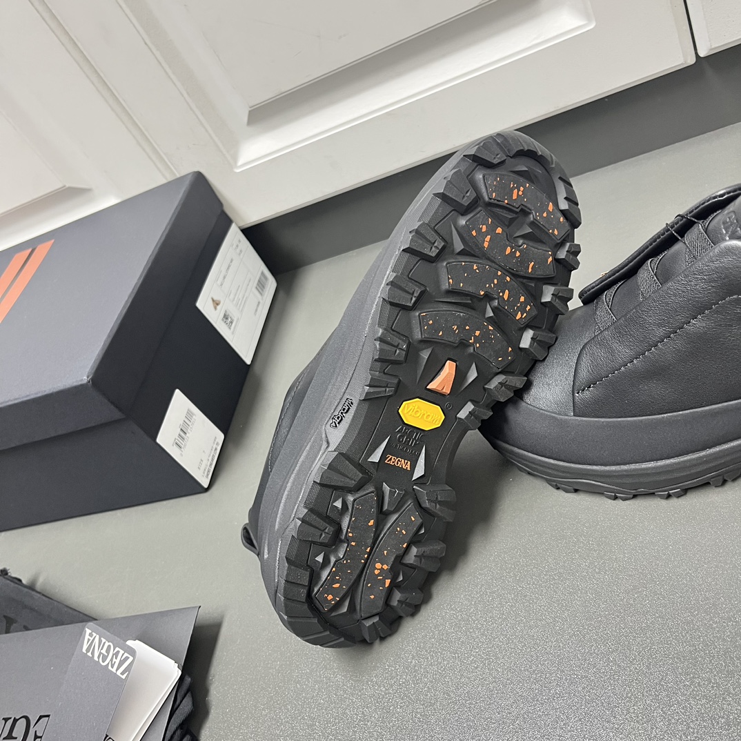 Ermenegildo Zegna Male Leather Shoes Black Lightweight M-l-s