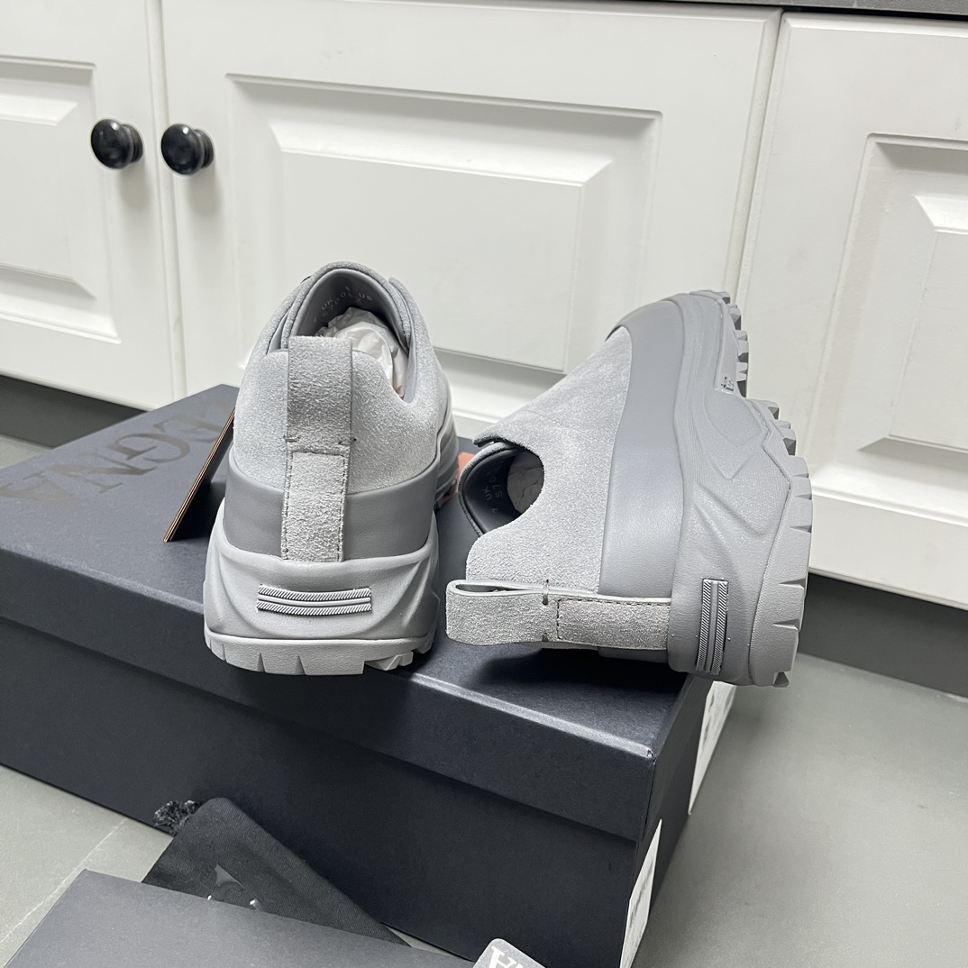 Ermenegildo Zegna Male Leather Shoes Gray Lightweight M-l-s