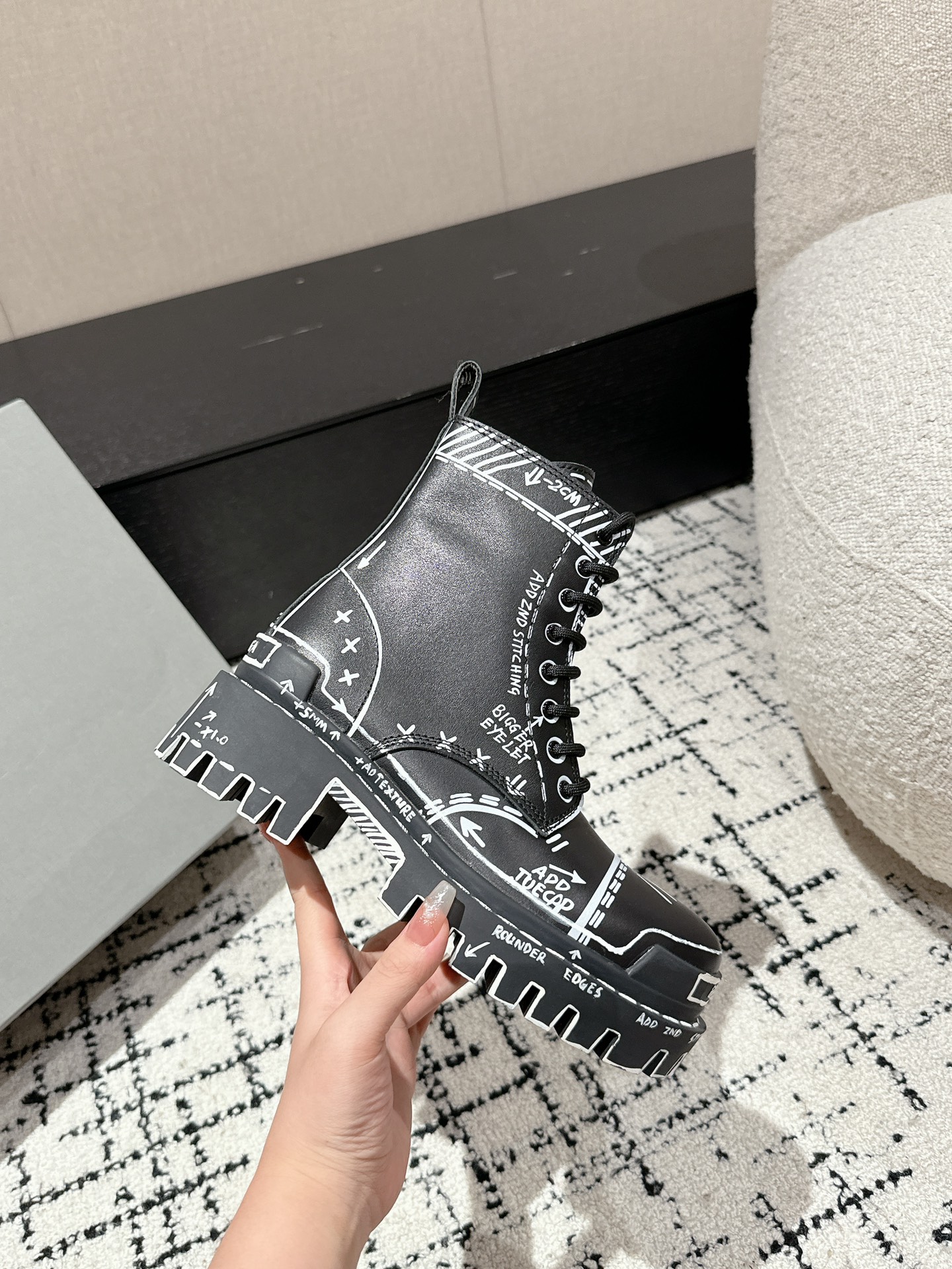 Balenciaga Male Boots Cow Leather Black M-l-s