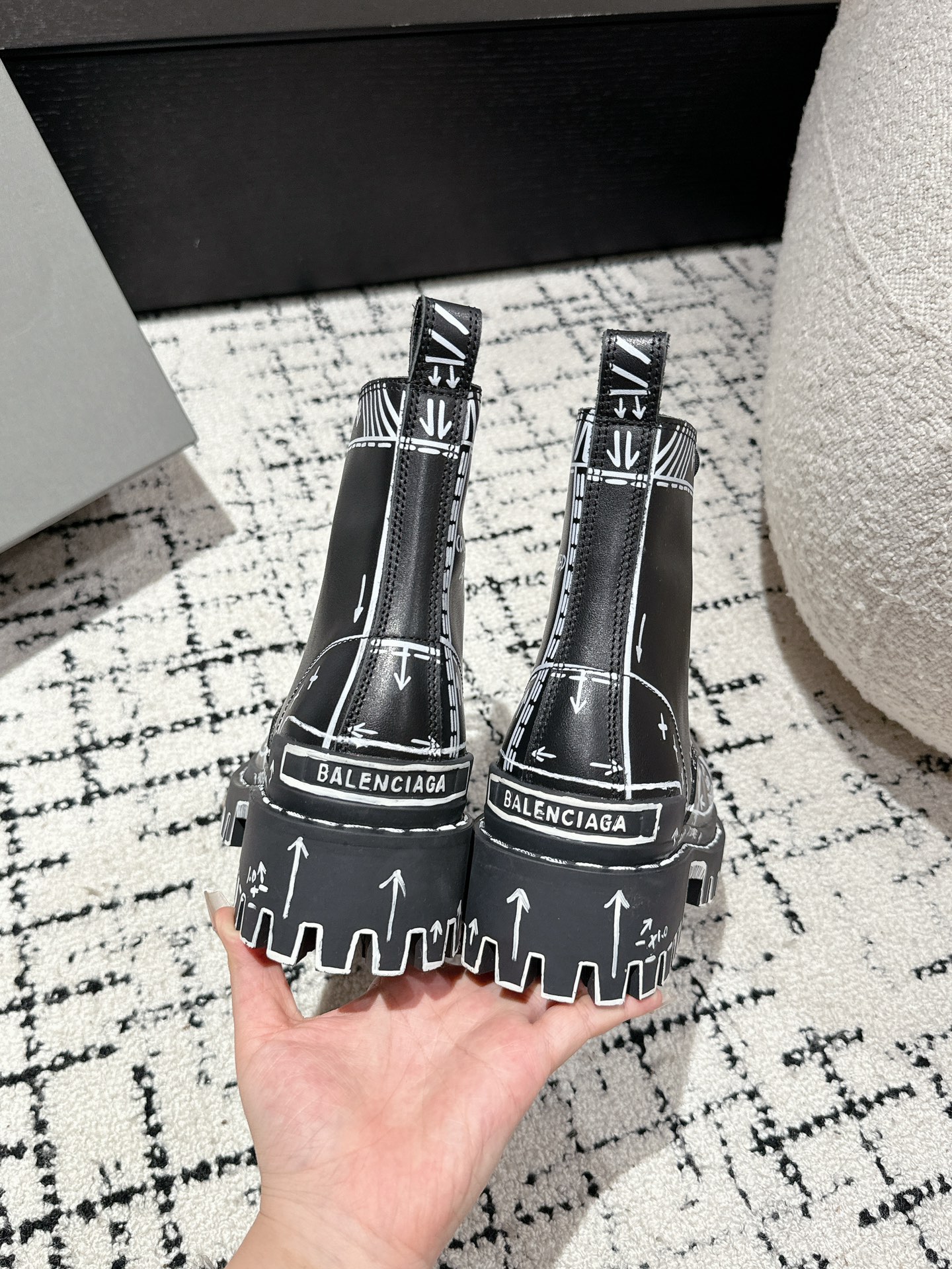 Balenciaga Male Boots Cow Leather Black M-l-s