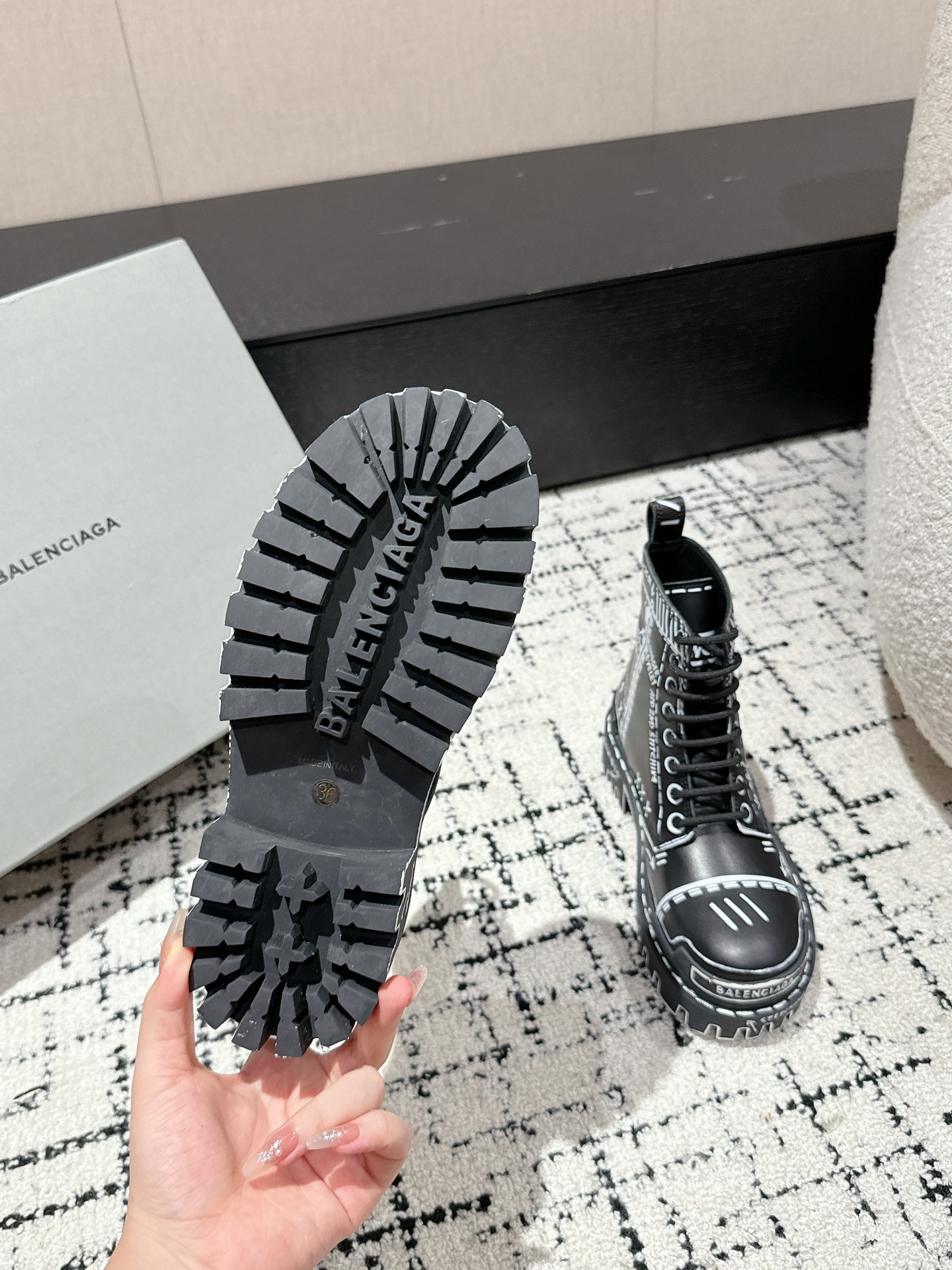 Balenciaga Male Boots Cow Leather Black M-l-s