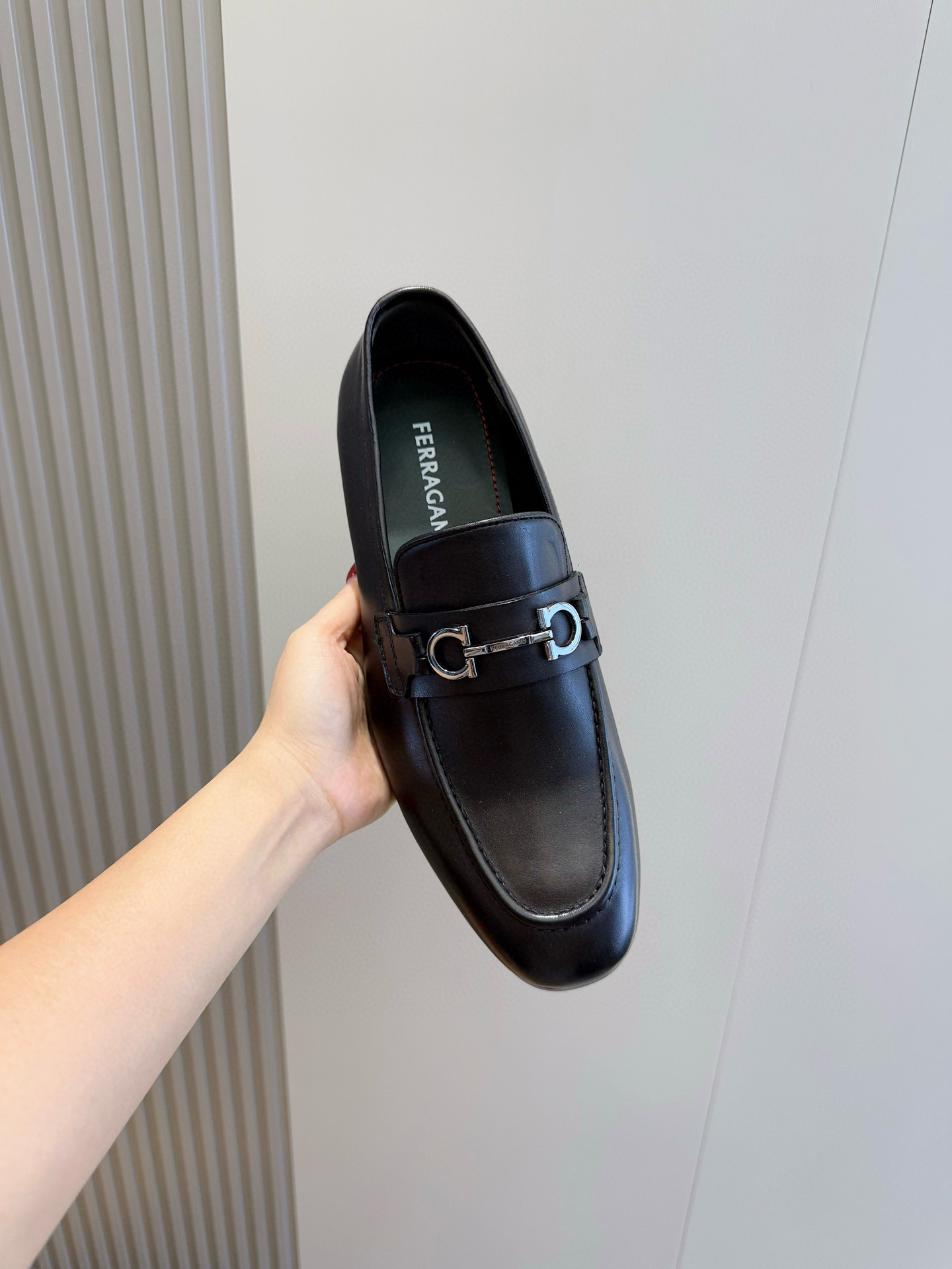 Ferragamo Male Loafers Real Leather Red M-s