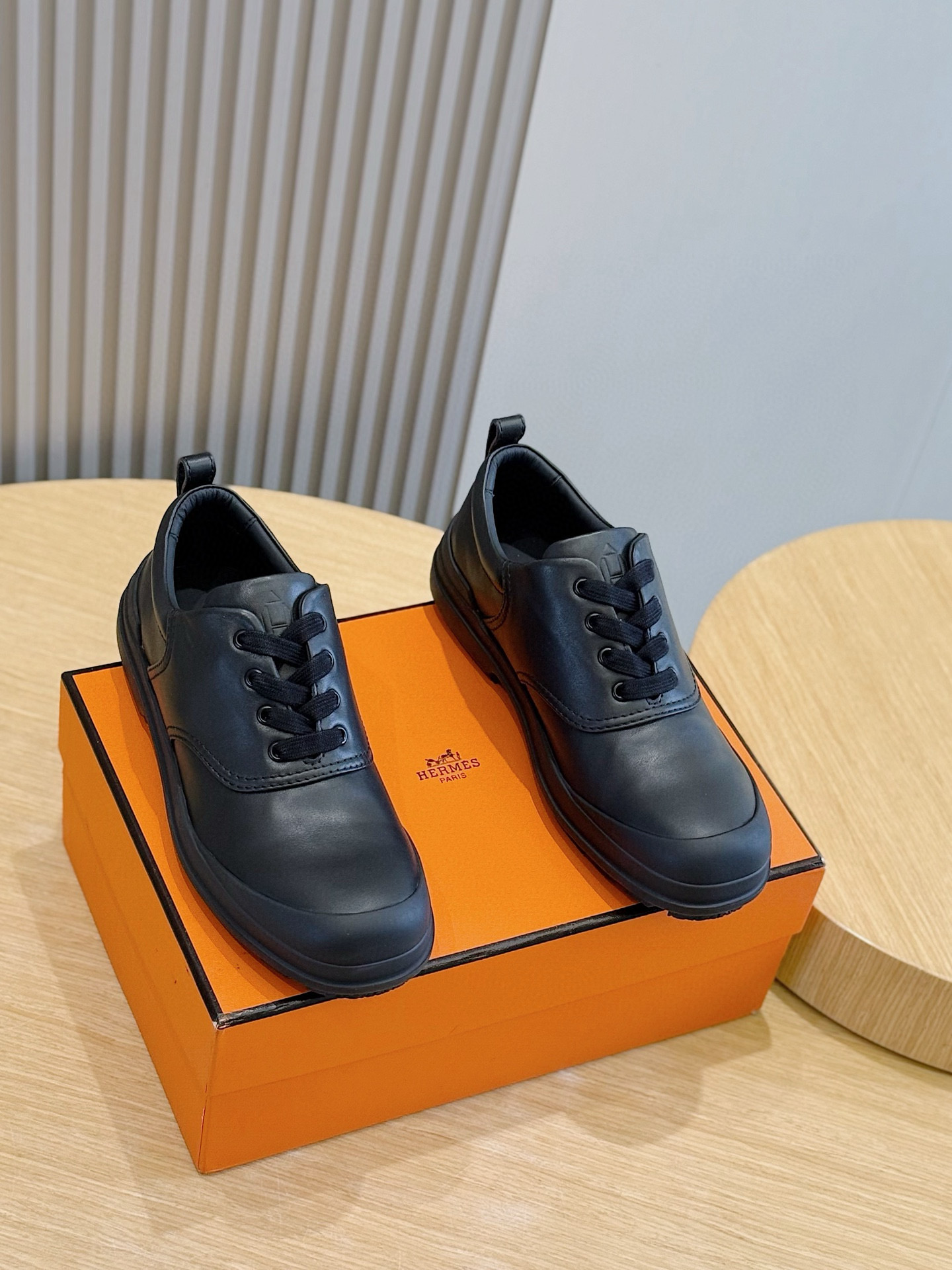 Hermes Leather Shoes Cow Leather Black M-l-s
