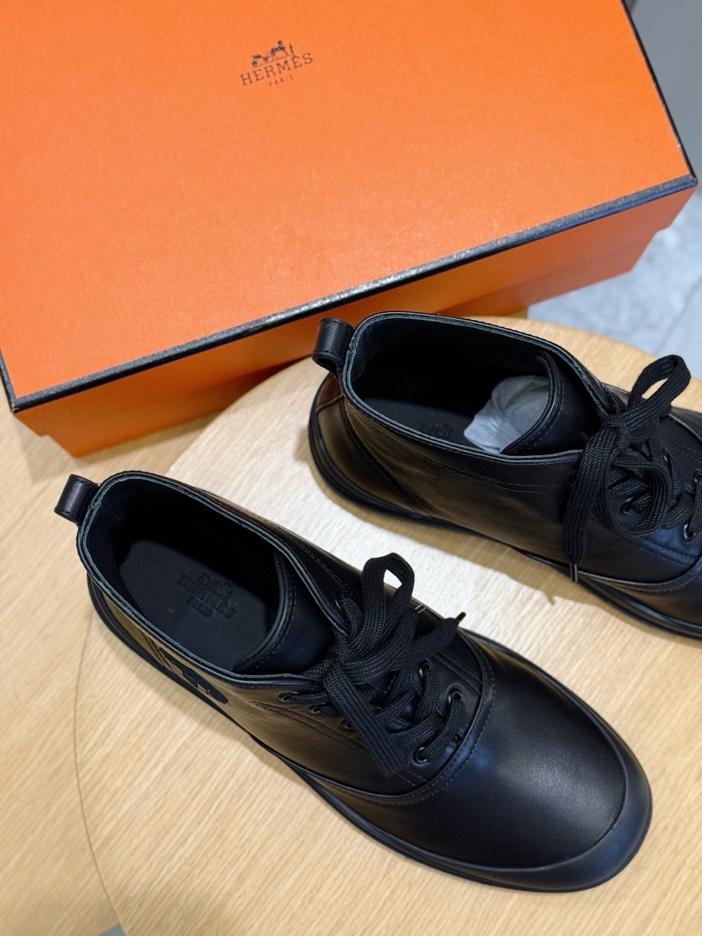 Hermes Leather Shoes Cow Leather Black M-l-s