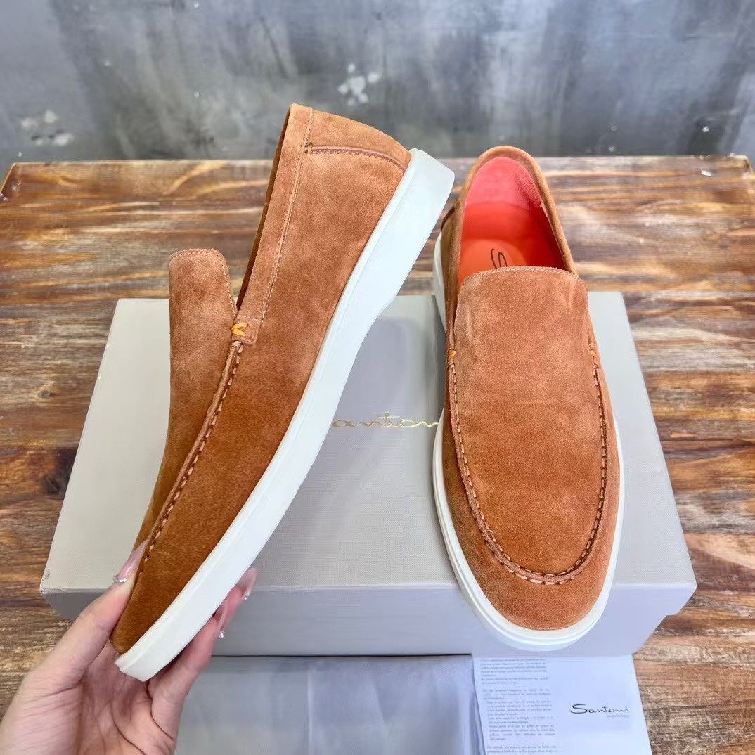 Santoni Male Leather Shoes Real Leather Breathable 45-s