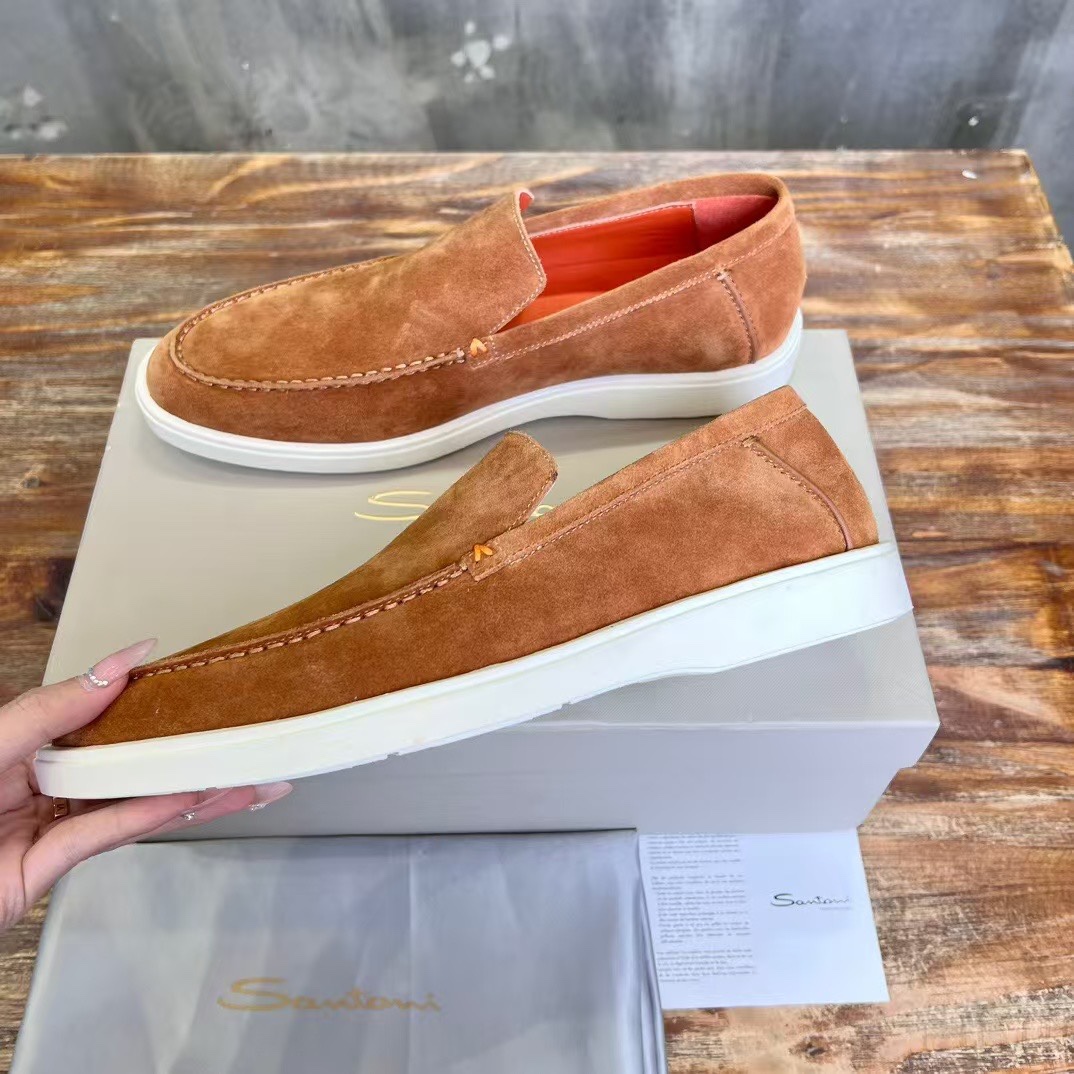 Santoni Male Leather Shoes Real Leather Breathable 45-s