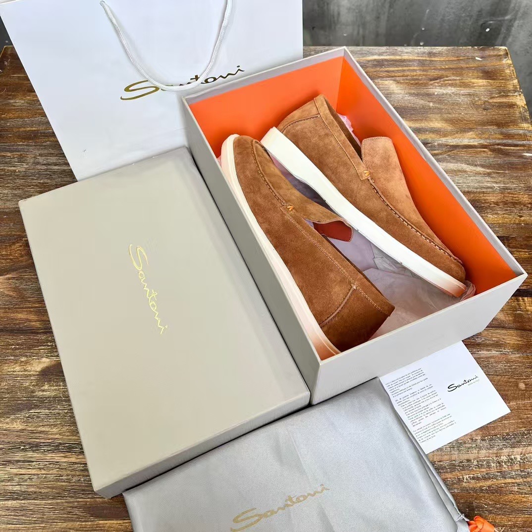 Santoni Male Leather Shoes Real Leather Breathable 45-s