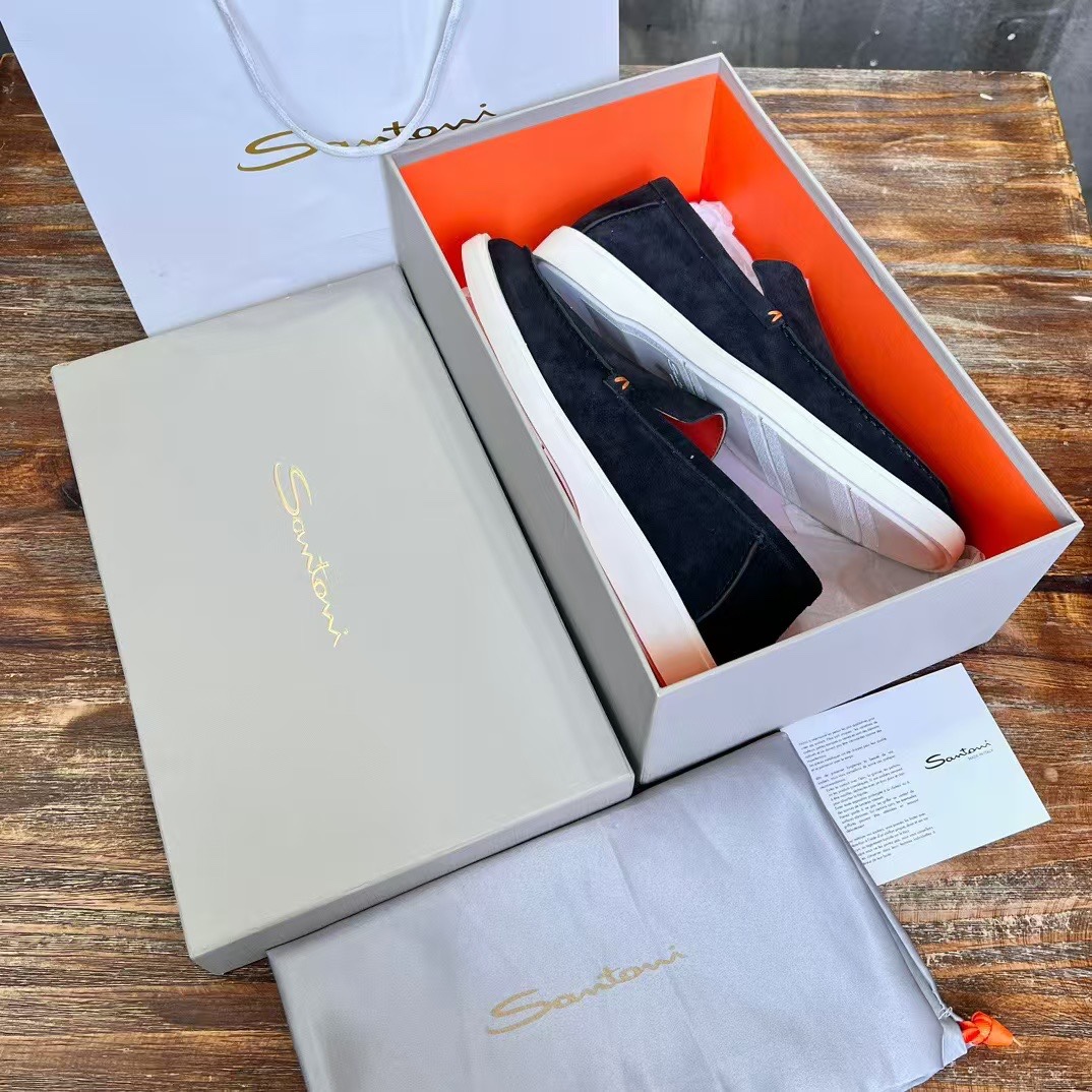 Santoni Male Leather Shoes Real Leather Breathable 45-s